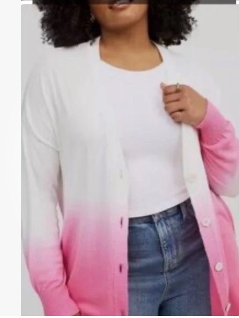 Torrid $66 Ombre Drop Shoulder Cardigan Sweater Pink White Sz 2X 18-20 NWT*G25 - Picture 1 of 4